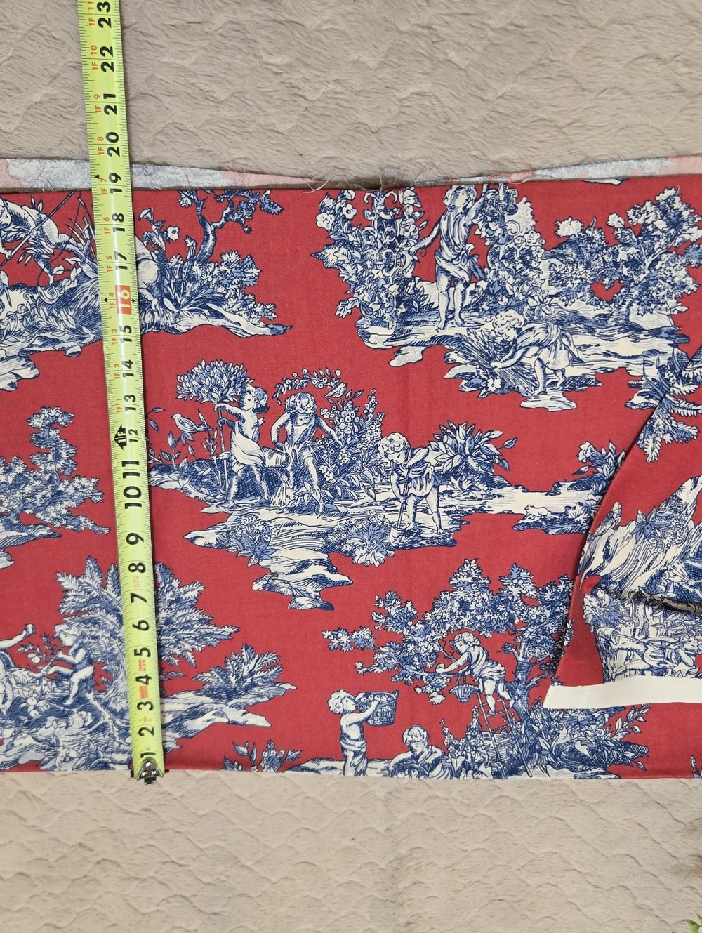 Joan Green Designs for P/Kaufmann Fabrics Red and Blue Toile Cherub Fabric